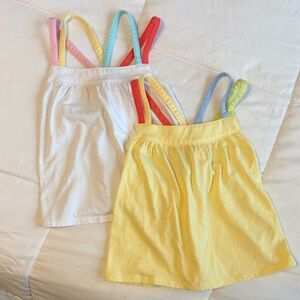 Girls' Yellow and White Tank Tops with Rainbow Straps